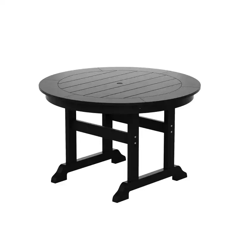 WestinTrends 5 Piece Outdoor Patio Dining Round Table and Curved Back Armchair Set