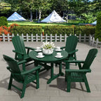 WestinTrends 5 Piece Outdoor Patio Dining Round Table and Curved Back Armchair Set