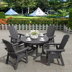 WestinTrends 5 Piece Outdoor Patio Dining Round Table and Curved Back Armchair Set