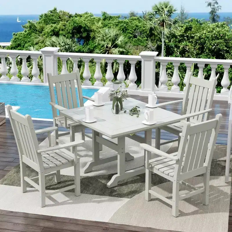 WestinTrends 5 Piece Outdoor Patio Dining Set Outdoor Square Table and Armchair Set