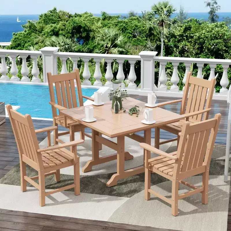 WestinTrends 5 Piece Outdoor Patio Dining Set Outdoor Square Table and Armchair Set