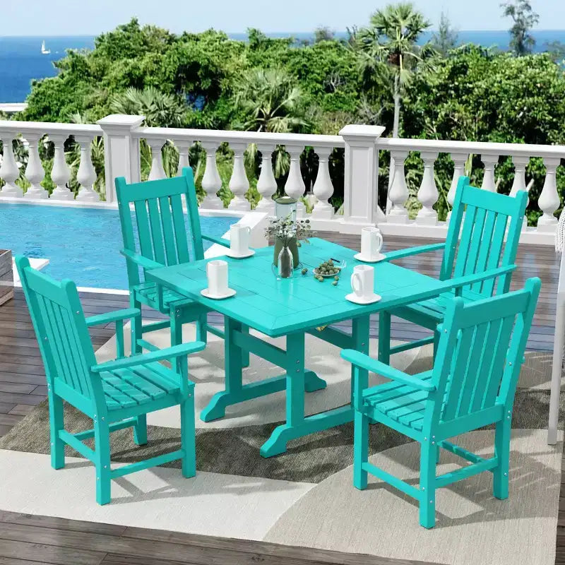 WestinTrends 5 Piece Outdoor Patio Dining Set Outdoor Square Table and Armchair Set