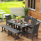 WestinTrends 6 Piece Outdoor Patio Dining Set Outdoor Table and Bench Chair Set