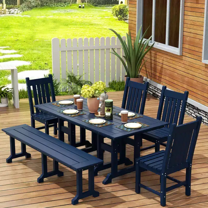 WestinTrends 6 Piece Outdoor Patio Dining Set Outdoor Table and Bench Chair Set