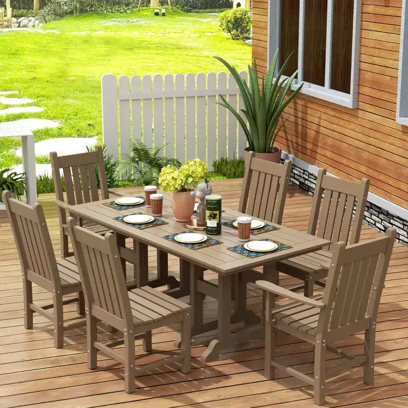WestinTrends Malibu Ensemble repas d'extérieur 7 pièces avec table de salle à manger et chaises, bois vieilli