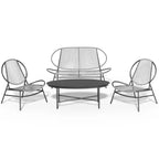 Ensembles de salle à manger Hyleory Acapulco 4 pièces d'extérieur (comprenant une table ovale et trois chaises en rotin PE)