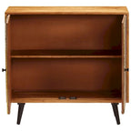 Credenza in legno massello di acacia con finitura color miele e dettagli in metallo – 80x30x75 cm