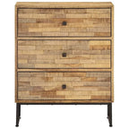 Madia in legno di teak di recupero con struttura in acciaio – 23.6x11.8x29.5