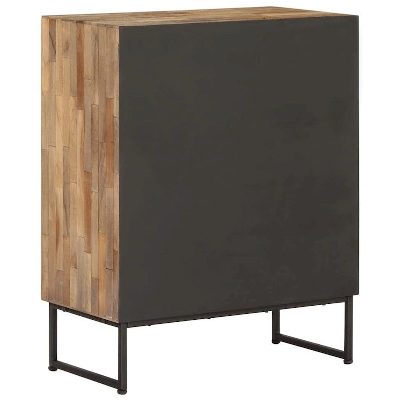 Madia in legno di teak di recupero con struttura in acciaio – 23.6x11.8x29.5