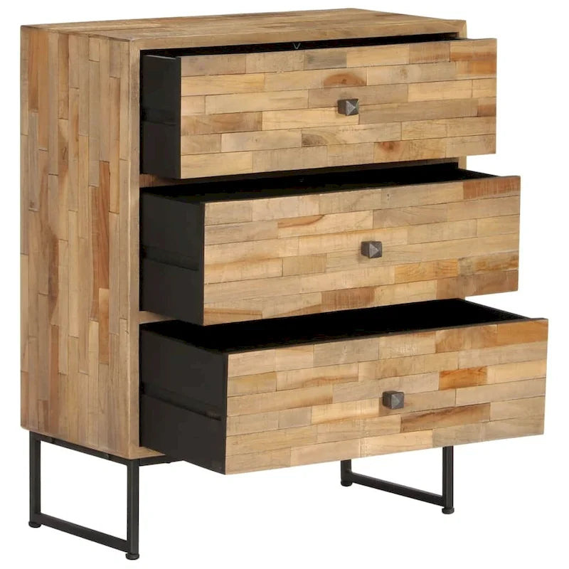 Madia in legno di teak di recupero con struttura in acciaio – 23.6x11.8x29.5