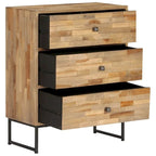Madia in legno di teak di recupero con struttura in acciaio – 23.6x11.8x29.5