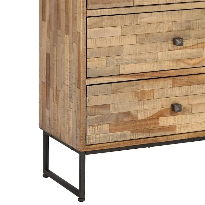 Madia in legno di teak di recupero con struttura in acciaio – 23.6x11.8x29.5