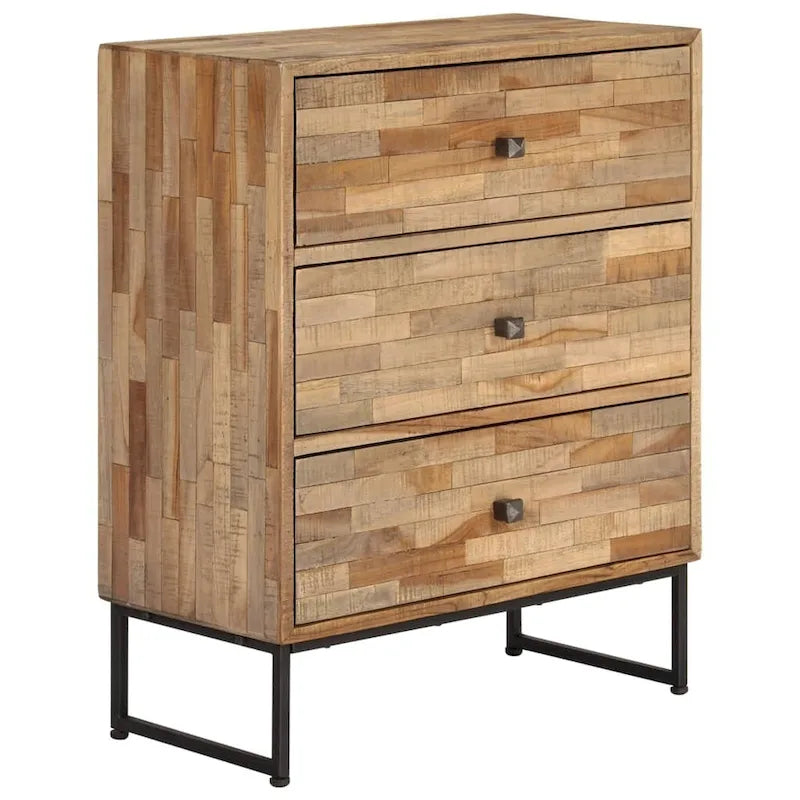 Madia in legno di teak di recupero con struttura in acciaio – 23.6x11.8x29.5