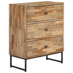 Madia in legno di teak di recupero con struttura in acciaio – 23.6x11.8x29.5