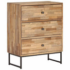 Madia in legno di teak di recupero con struttura in acciaio – 23.6x11.8x29.5