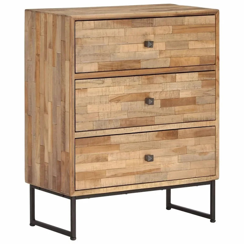 Madia in legno di teak di recupero con struttura in acciaio – 23.6x11.8x29.5