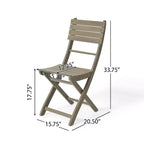 GDFStudio Rabion Outdoor Acacia Wood 5 Piece Folding Dining Set, Gray