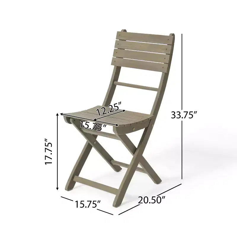 GDFStudio Rabion Outdoor Acacia Wood 5 Piece Folding Dining Set, Gray