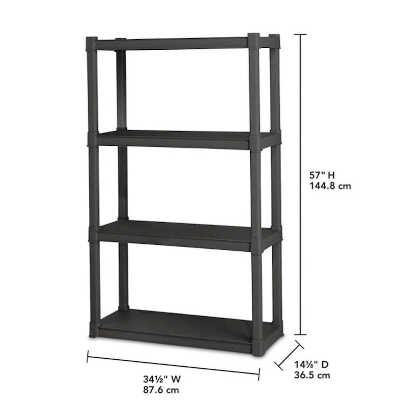 Scaffale a 4 Ripiani in Plastica Resistente per Interni ed Esterni – Grigio, Confezione da 2