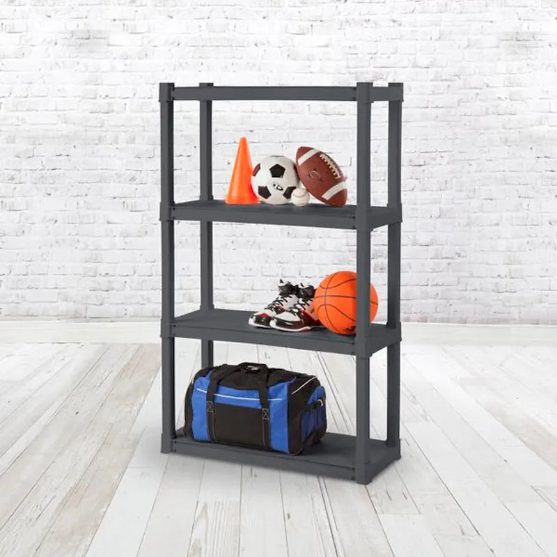 Scaffale a 4 Ripiani in Plastica Resistente per Interni ed Esterni – Grigio, Confezione da 2