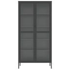 Credenza alta in vetro e acciaio con ante scanalate – 85x40x180 cm, nera