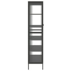 Credenza alta in vetro e acciaio con ante scanalate – 85x40x180 cm, nera