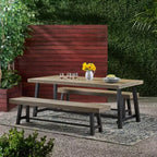 GDFStudio Ensemble de pique-nique chilien en bois d'acacia 3 pièces, gris/métal rustique