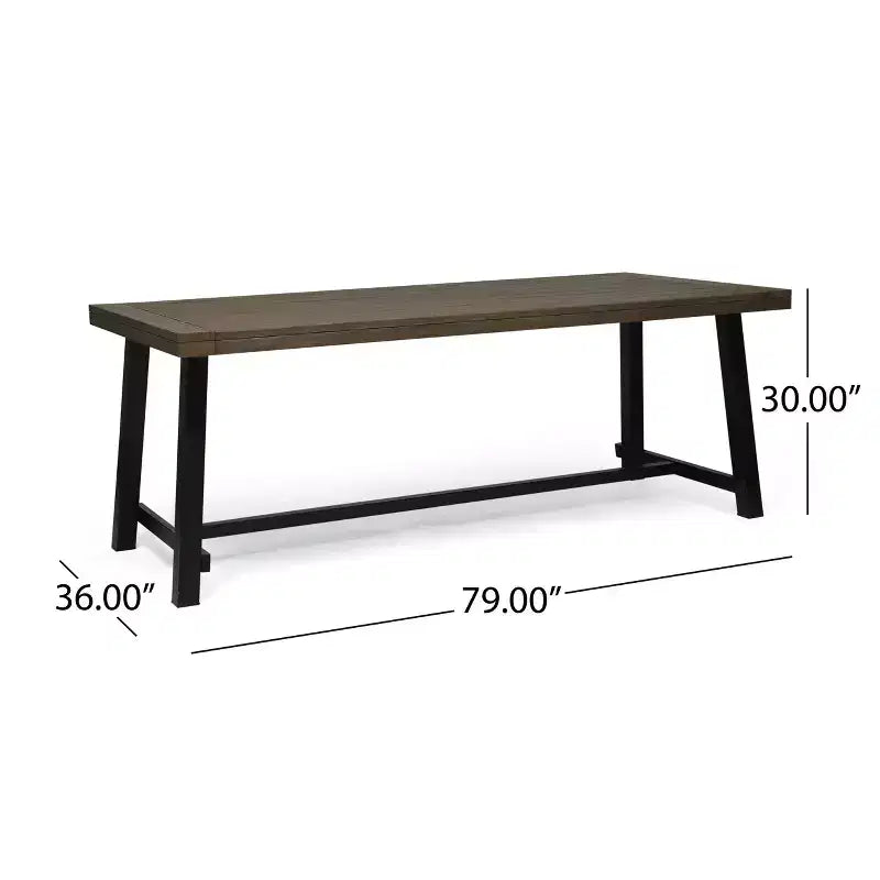 GDFStudio Ensemble de pique-nique chilien en bois d'acacia 3 pièces, gris/métal rustique
