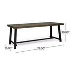 GDFStudio Ensemble de pique-nique chilien en bois d'acacia 3 pièces, gris/métal rustique