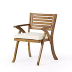 Ensemble de salle à manger d'extérieur 5 pièces GDFStudio Baia en bois d'acacia avec coussins, teck/crème