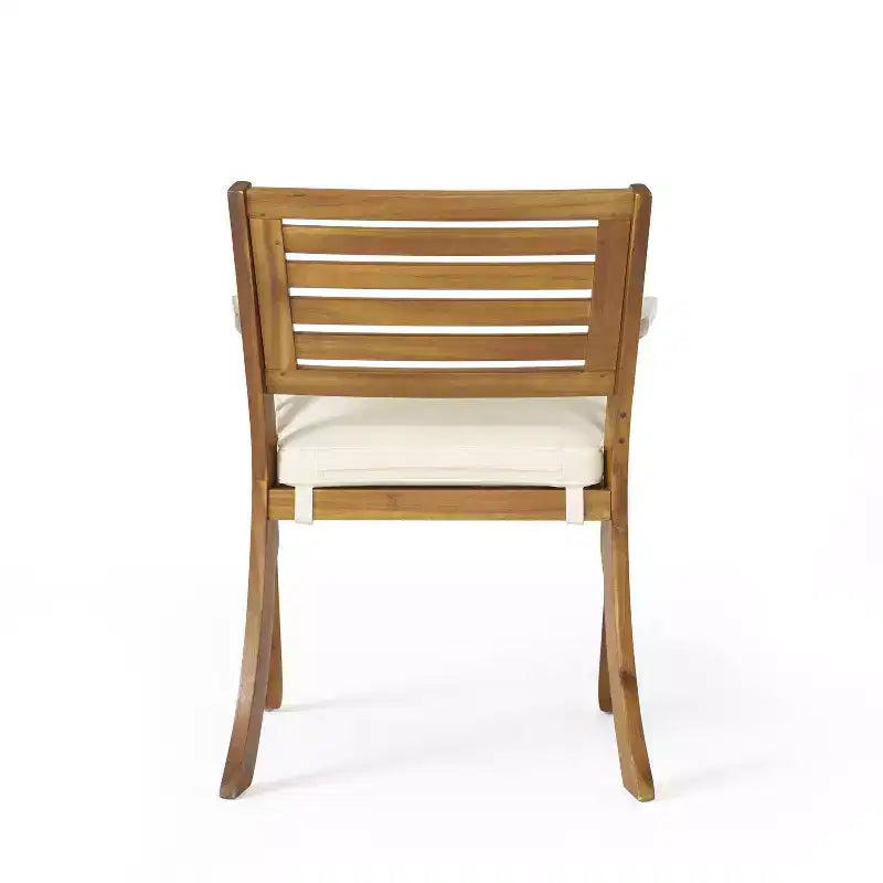 Ensemble de salle à manger d'extérieur 5 pièces GDFStudio Baia en bois d'acacia avec coussins, teck/crème