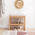 Wooden Shoe Bench, Rack Organizer with High Rebound Sponge Cushion