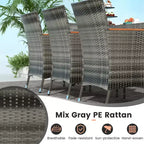 Costway Ensemble de salle à manger d'extérieur 11 pièces avec parasol double face 4,5 m 8 fauteuils Bleu/Beige/Orange/Bordeaux