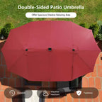 Costway Ensemble de salle à manger d'extérieur 11 pièces avec parasol double face 4,5 m 8 fauteuils Bleu/Beige/Orange/Bordeaux
