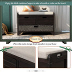 Panca contenitore con cesto rimovibile e 2 cassetti, scarpiera completamente assemblata con cuscino rimovibile (bianco invecchiato)