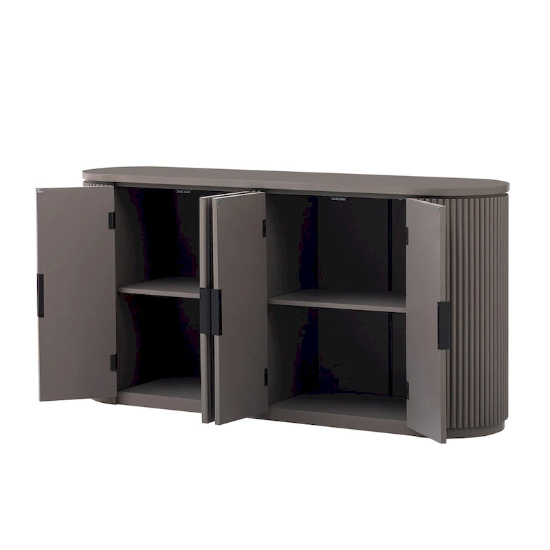 Credenza da ufficio verticale a righe con maniglie in metallo, regolabile, adatta per studio, ingresso e soggiorno