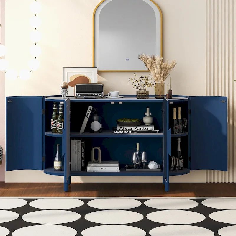 Madia di Lusso dal Design Curvo con Ripiani Regolabili, Adatta per Soggiorno, Studio e Ingresso