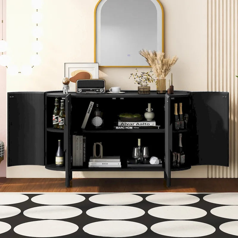 Madia di Lusso dal Design Curvo con Ripiani Regolabili, Adatta per Soggiorno, Studio e Ingresso