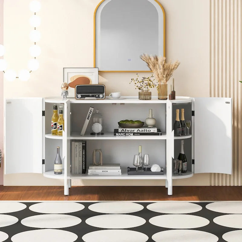 Madia di Lusso dal Design Curvo con Ripiani Regolabili, Adatta per Soggiorno, Studio e Ingresso