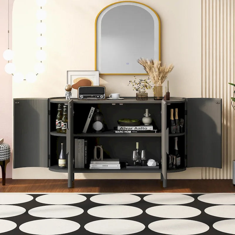 Madia di Lusso dal Design Curvo con Ripiani Regolabili, Adatta per Soggiorno, Studio e Ingresso
