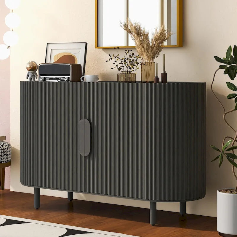 Madia di Lusso dal Design Curvo con Ripiani Regolabili, Adatta per Soggiorno, Studio e Ingresso