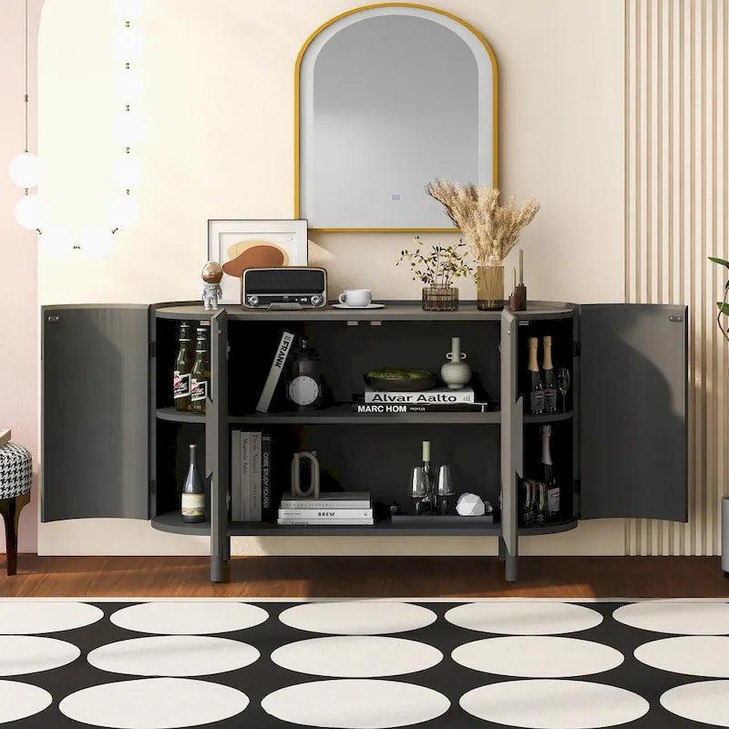 Madia di Lusso dal Design Curvo con Ripiani Regolabili, Adatta per Soggiorno, Studio e Ingresso