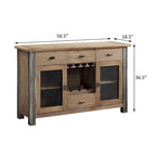 Credenza da Pranzo Finitura Acero con 4 Cassetti e 2 Ante Frontali in Rete – 56,5W x 18,5D x 36,5H