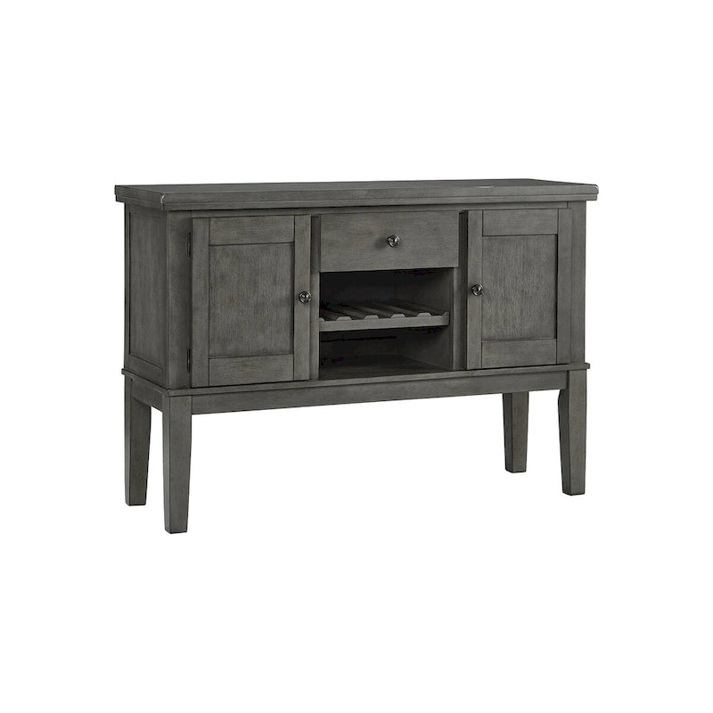 Credenza da sala da pranzo grigio antico con portabottiglie – 56L x 18P x 39A