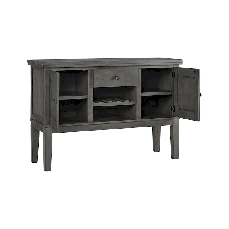Credenza da sala da pranzo grigio antico con portabottiglie – 56L x 18P x 39A