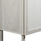 Mobiletto a 2 ante in rattan con gambe cilindriche in legno e ripiano regolabile – Sabbia