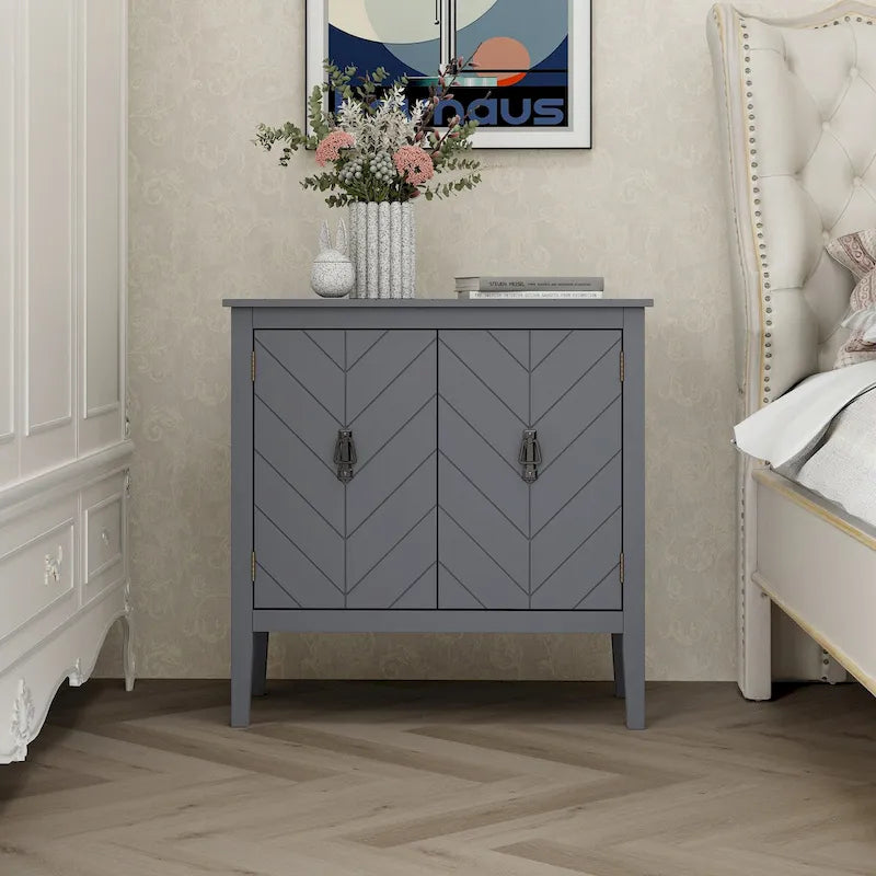 Mobiletti in Legno a 2 Ante con Ripiani Regolabili, Credenza in Legno Stile Vintage per Soggiorno, Sala da Pranzo, Ufficio
