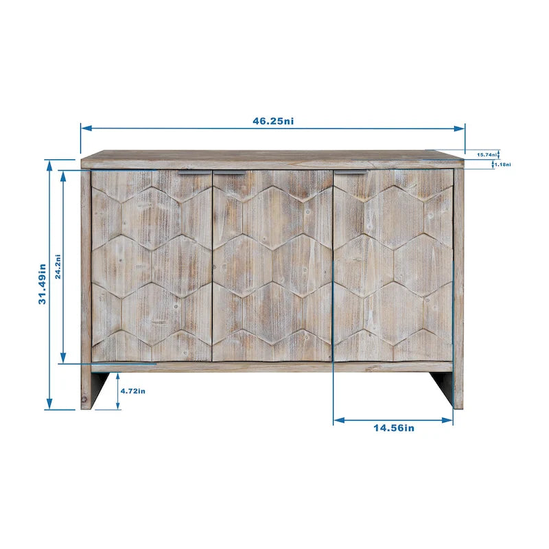 Mobile in legno a 3 ante in stile rustico
