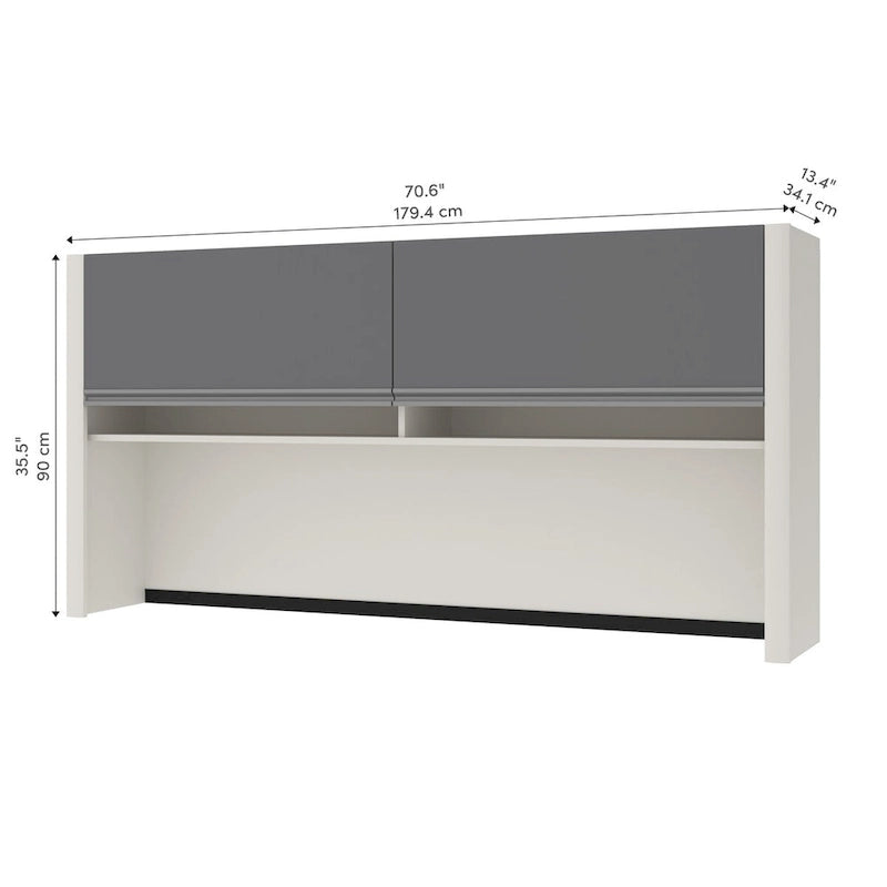 Cassettiera da scrivania 71W con ripiani porta documenti e gestione cavi per scrivania stretta