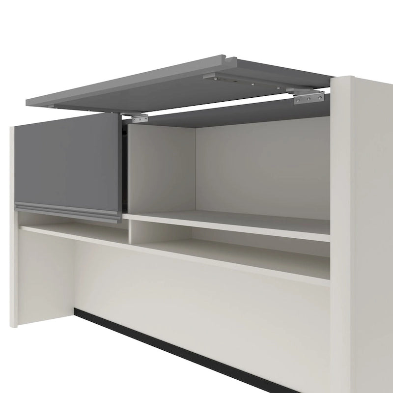 Cassettiera da scrivania 71W con ripiani porta documenti e gestione cavi per scrivania stretta